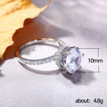 Silver Tone Round Halo Stone Ring With Split Shank view 5