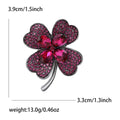 Crystal Four Leaf Clover Brooch in 4 Color Styles Metal Pin view 5