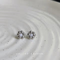 Silver Mini Flower Stud Earrings Black White Centers view 4