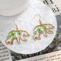 Green Resin Dried Flower Drop Earrings Gold Tone 8 Styles view 4