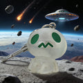 Glow-in-the-Dark Green-Eyed Alien Figure Keychains in Seven Poses view 4
