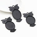 Owl Oval Pendant Tray Jewelry Making Components In Detailed Metal Finishes view 3