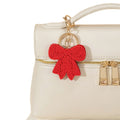 Red Beaded Bow Charm Keychain With Gold-Tone Key Ring view 5