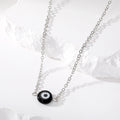 Silver Tone Round Enamel Evil Eye Pendant Necklaces in Five Colors view 3