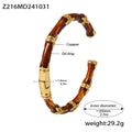 Amber Bamboo Open Cuff Bangle Gold Copper Oil Drip view 6