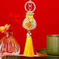 Jeweled Heart Fortune Bag Tassel Keychains in Eight Bright Colors view 3