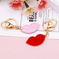 Crystal Lip Keychains in Red Pink and Assorted Colors with Gold Tone Rings view 4