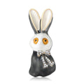 Long Ear Rabbit Enamel Brooch With Crystal Bow in Two Colors view 2