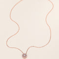 Rose Gold Tone Round Halo Pendant Necklace Polished Metal Jewelry view 4