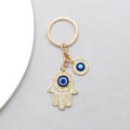 Gold and Silver Tone Crystal Hamsa Evil Eye Split Ring Keychains view 6