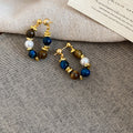 Gold and Silver Tone Brown Stone Stud Earrings in Twenty Two Designs view 11