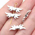 20x7.7mm 0.84g Antique Silver Zinc Alloy Heart Wing Loose Metal Beads for Bracelet Necklace DIY Making
