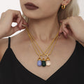 Resin Drop Pendant Stainless Steel Box Chain Necklace Multi Colors view 3