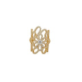 Silver Gold Openwork Flower Pave Crystal Wide Open Rings view 5