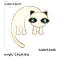Long-Tail Cat Brooch in Metal with Glossy Enamel Body with Blue Crystal Eyes view 6