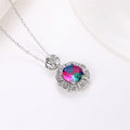 Silver Tone Floral Halo Multicolor Crystal Necklaces view 6