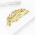 Textured Feather And Pearl Brooch in Gold or Silver Tone view 4