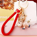 Three Dimensional Calf Keychains in Pink Gold and Silver Tone view 1