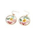 Gold Tone Round Pressed Flower Resin Necklace and Earring Options view 5