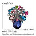 Silver Multicolor Rhinestone Tree Brooch Glass Stones view 5