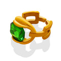 Gold And Steel Green Crystal Open Rings Multi Size view 5