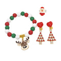 Christmas Reindeer Bead Bracelet Santa Ring Tree Earrings view 5
