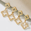 Gold Hollow Four Leaf Clover Zircon Earrings Ring Necklace view 3