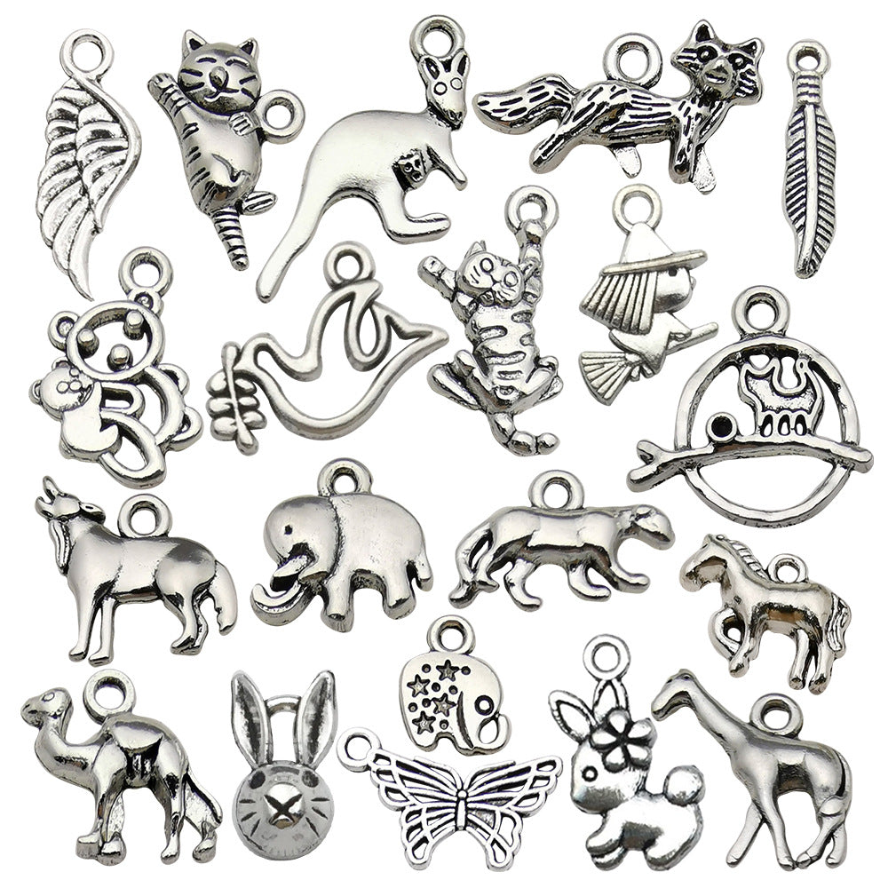 Antique Silver Zinc Alloy Elephant Cat Dog Charm Pendants for DIY Bracelet Keychain Jewelry