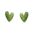 Heart Shape Enamel Stud Earrings Gold Rim Three Color Styles view 5