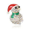 Rhinestone Snowman Brooch Red Hat Green Scarf Snowflake view 1
