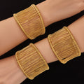 Wire-Wrapped Open Cuff Bangle Gold Or Steel Wide Band view 2