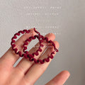 Wine Red Velvet Wavy Coil Large Hoop Earrings Pair view 4