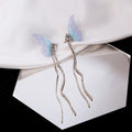 Blue Lavender Butterfly Double Extra Long Chain Earrings view 3