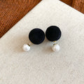 Velvet Disc and Pearl Drop Stud Earrings Statement Fashion Jewelry view 6