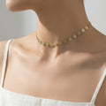 Gold Mini Flower Chain Blue Enamel Center Necklace Two Lengths view 3