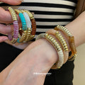 Twisted Rope Acrylic Gold Stretch Bracelets 4 Colors view 1