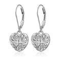 Silver Tone Filigree Heart Leverback Drop Earrings view 1