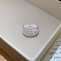 Silver Bead Flower Crystal Dome Rings And Stud Earrings view 6