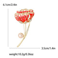 Enamel Flower Brooch In 3 Styles With Polished Metal And Decorative Details view 6
