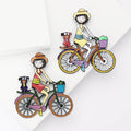 Acrylic Bicycle Girl Brooch Dog Basket Red Or Yellow Dress view 1