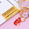 Gold Abacus Keychains with Four Message Tags Clasp and Red Braided Loops view 9