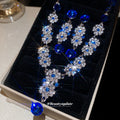 Blue Crystal Flower Silver Necklace Drop Earrings Styles view 1