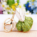 Jeweled Bok Choy Keychains in Pink and Green Enamel view 4