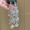 Silver Tone Crystal Chandelier Fringe Stud Earrings view 3