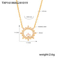 Sunburst Zircon Pendant Necklace Bracelet With Flat Side Chain view 8