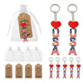 USA Letter Keychain with Red Heart and American Flag Pattern view 1