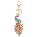 Rhinestone Peacock Bird Keychain Gold Tone Clasp Ring view 5