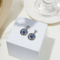 Silver Space Planet Star Blue Center Medallion Earrings view 3