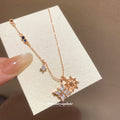 Rose Gold Tone Double Star Pendant Necklace With Fine Chain view 1