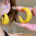 Glossy Resin Chunky Hoop Earrings in Four Earthy Colors view 2